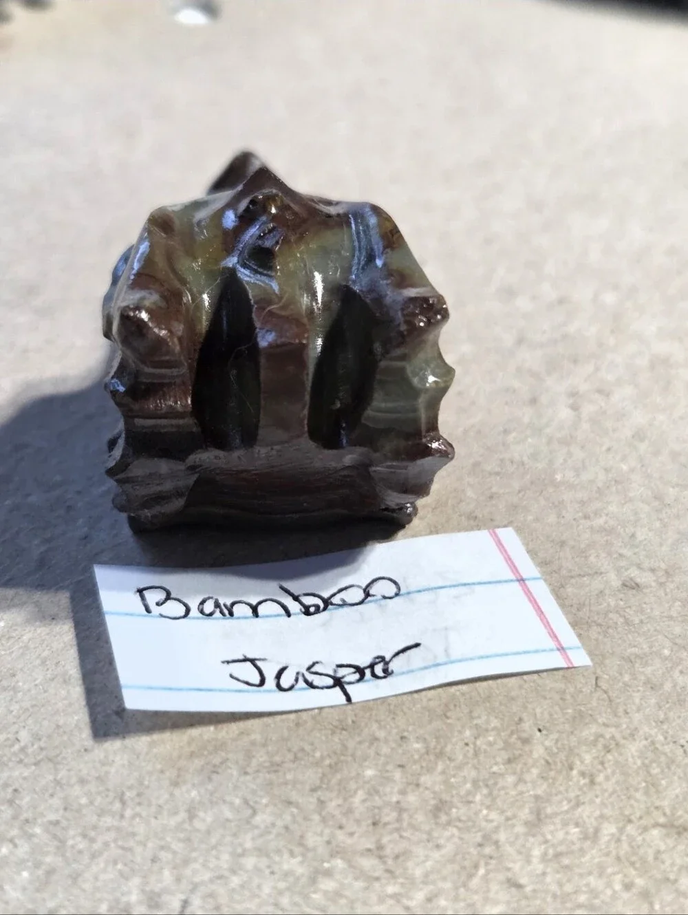 Detailed Bamboo Jasper Crystal Carved Dragon Head Stone Sculpture Decor